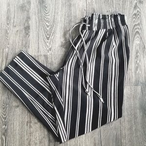 Striped straight leg palazzo pants